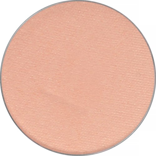 A round, peach-colored makeup blush with a matte finish.