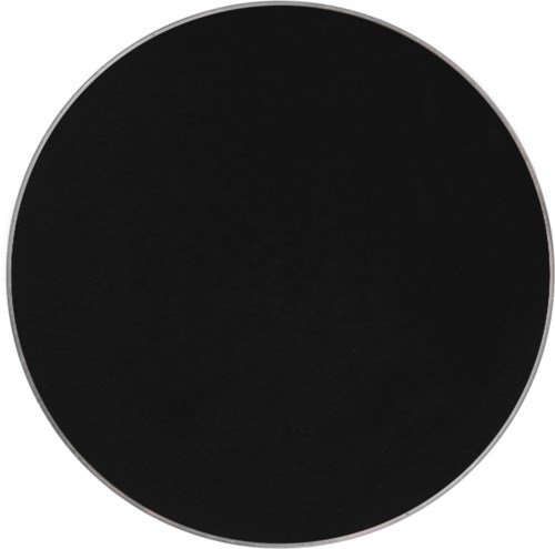 A black circular object with a gray border, no visible text or detailed features.