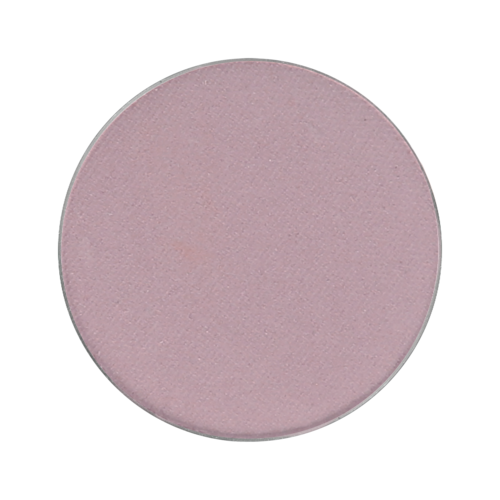 A round, pink pressed powder makeup product with a smooth surface and embossed texture.