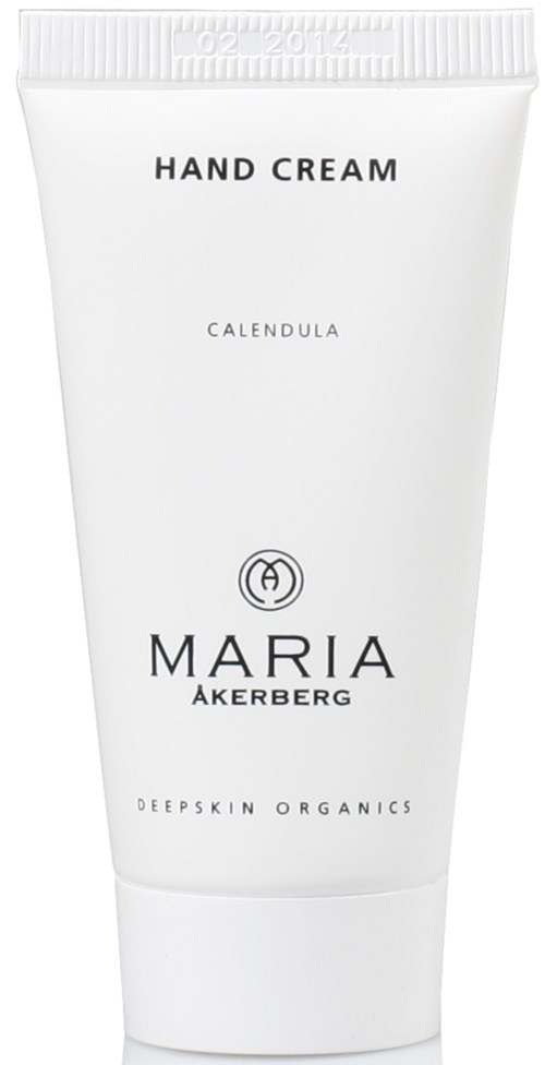 En vit tub märkt 'Hand Cream' med 'Calendula' och varumärket 'Maria Åkerberg'.