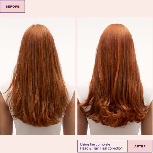 Rood haar voor en na stylen, met glanzende en gekrulde punten.