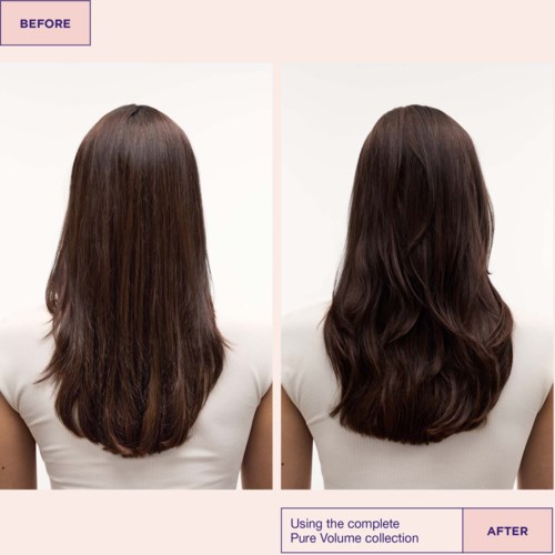 Soft, shiny, and well-styled brown hair, with a noticeable difference between before and after finishing treatment.