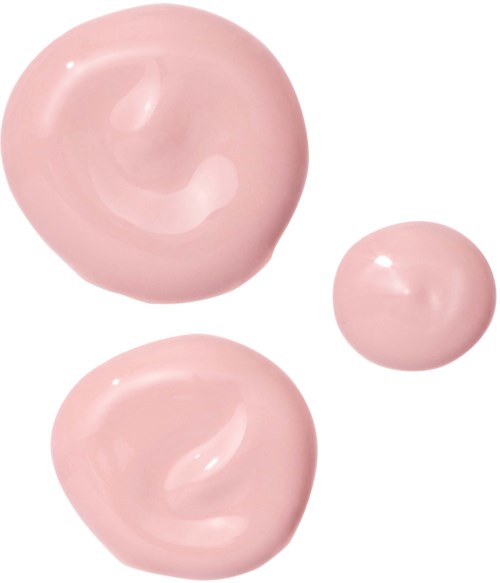 Drie roze glanzende bollen van verschillende formaten met gladde oppervlakken en zachte reflecties.