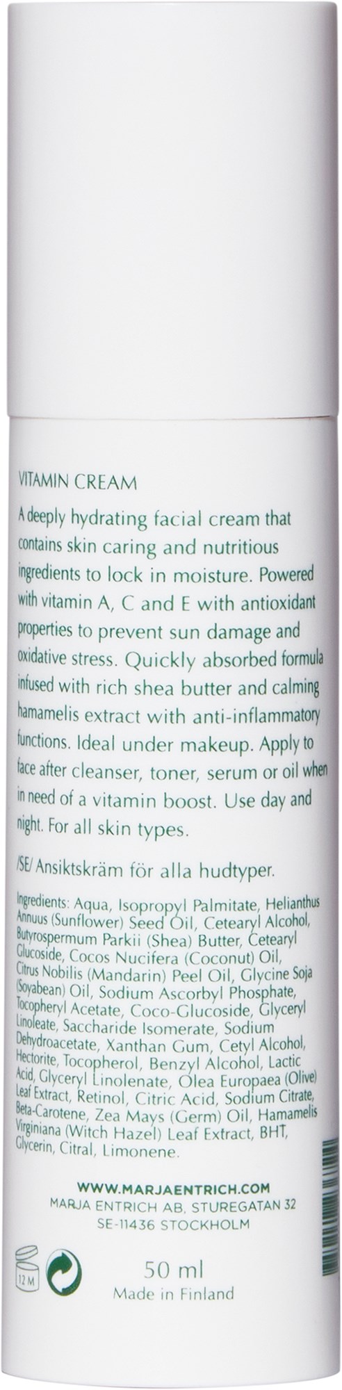 A tall, white bottle with light text describing moisturizing and soothing ingredients for the face.
