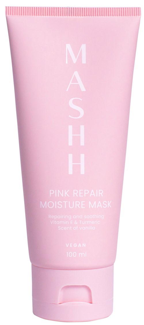 Pinkfarbige Tube mit 'MASKH' aufgedruckt, enthält Hautpflegeprodukt.