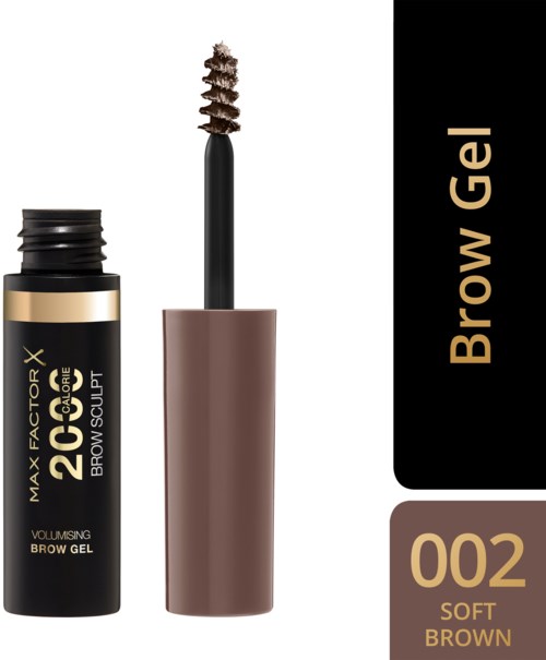 Ein Brauengel mit Bürste, beschriftet 'Soft Brown'.