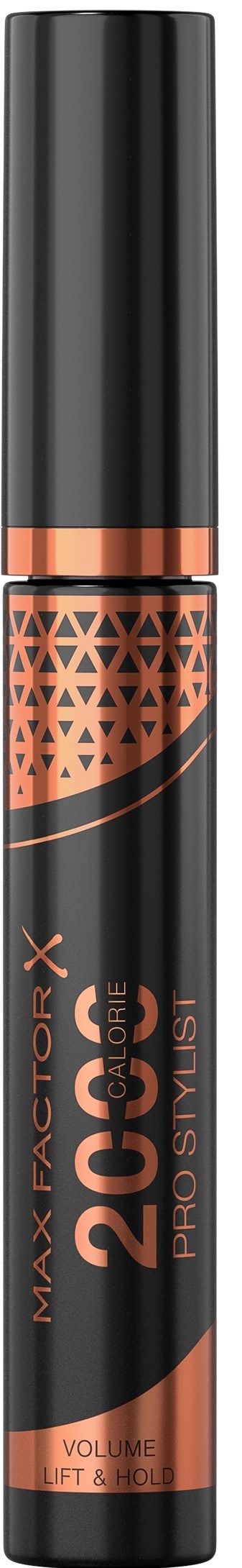 A black and orange mascara tube with a decorative pattern, labeled "Max Factor Xperience 3D Lash Lifter".