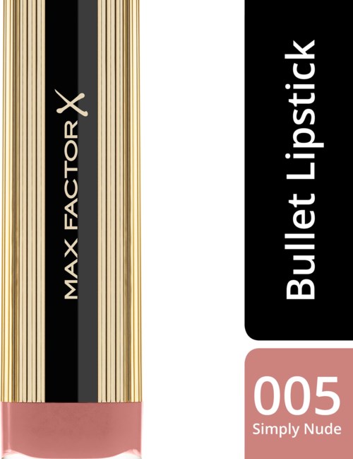 Een make-upproduct genaamd Max Factor X Bullet Lipstick in kleur 005 Simply Nude.