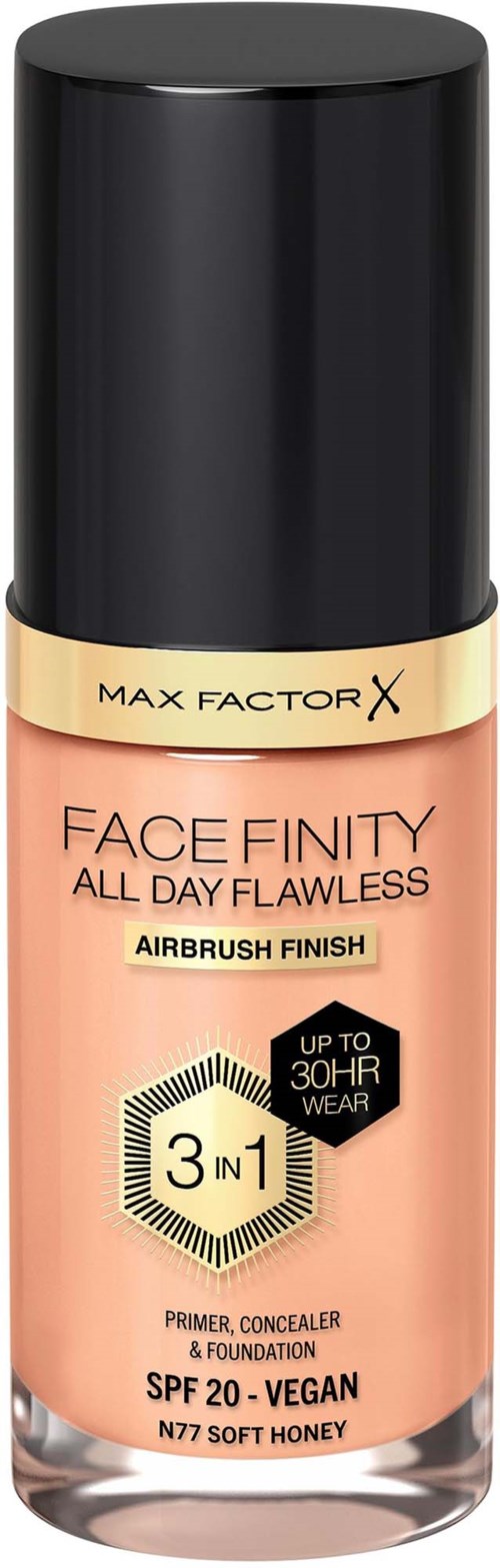 Max Factor Facefinity All Day Flawless 3in1 Liquid Foundation N77 Soft Honey
