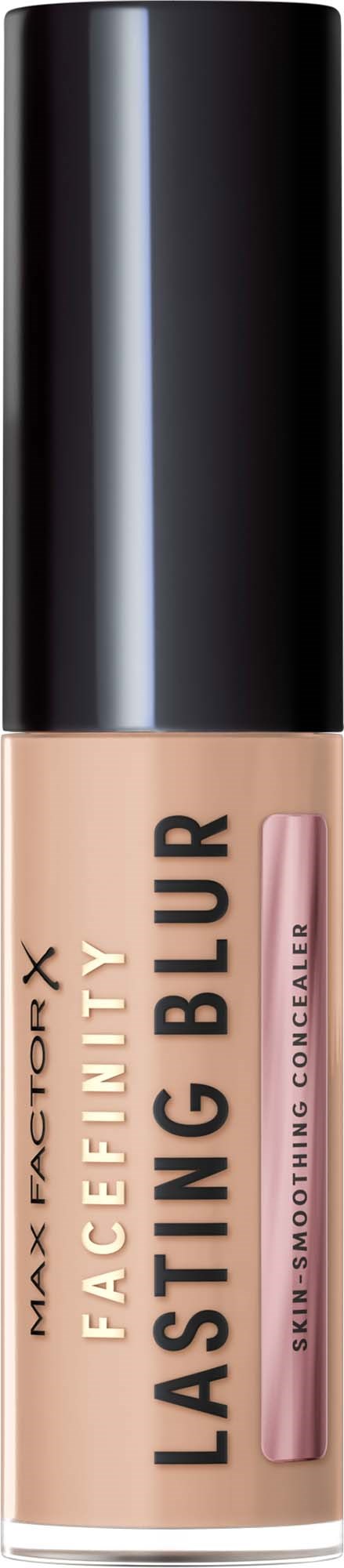 Max Factor X Facefinity Lasting Blur flytende concealer med svart hette og beige flaske.