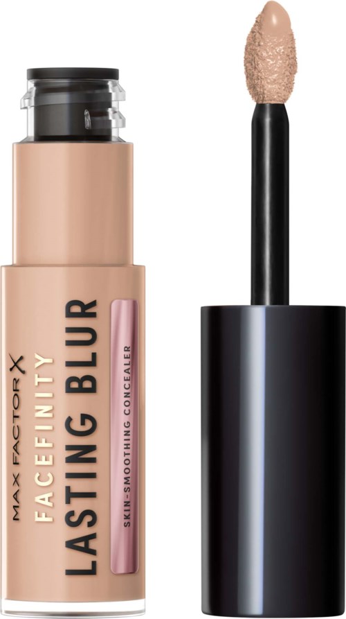 En concealer med svart lokk og beige etikett som sier Max Factor Facefinity Lasting Blur.