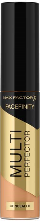 En sprayflaska med svart lock, märkt 'MULTI PERFECTOR CONCEALER' i guld, beige och svart.