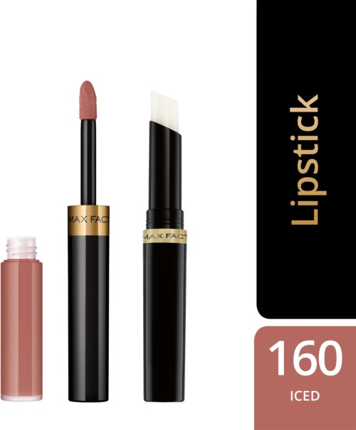 Ein Lipgloss, ein Lippenstift mit Schwammapplikator und der Lippenstift mit der Bezeichnung 'LIPSTICK 160 ICED'.