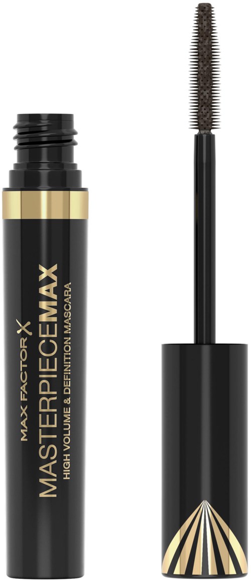 Een mascara-tube met borsteltje die mascara aanbrengt voor lange, volle wimpers.