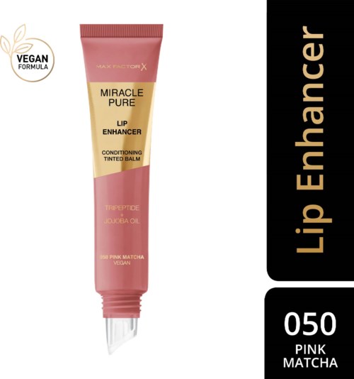 Roze tubes lipversterkercrème met labels, vegan-symbool en tekst over ingrediënten en gebruik.