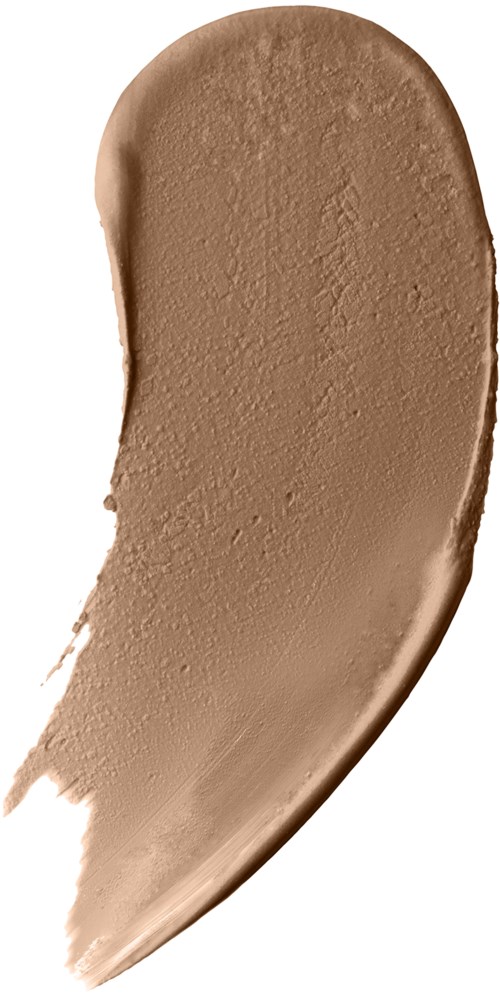 Ett streck av beige smink eller foundation med en slät textur och böjd form.
