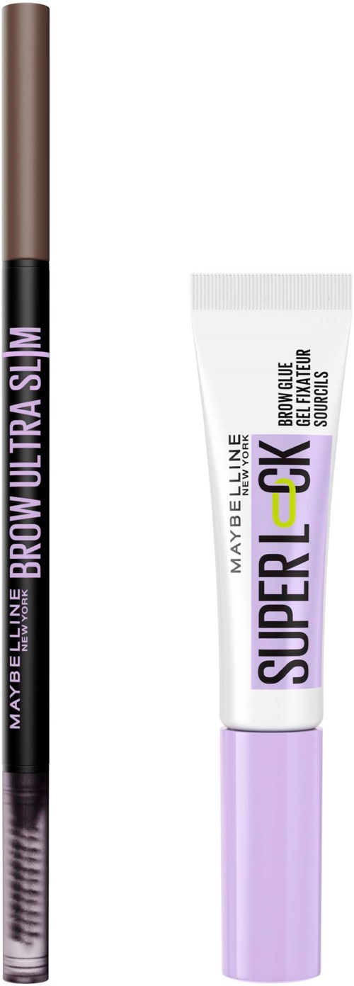 Maybelline New York Brow Bundle Brow Ultra Slim Pencil Medium Brown 4 + Superlock Glue