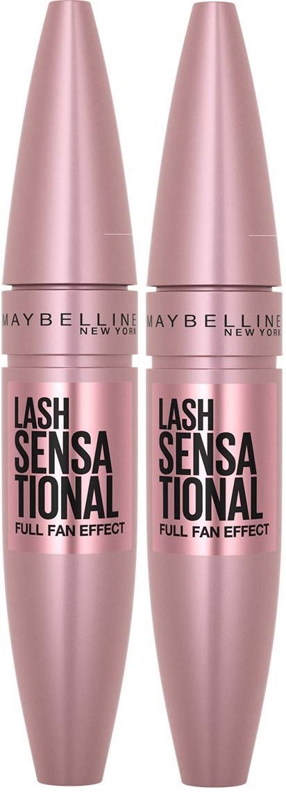 Two pink Maybelline Lash Sensational mascara tubes with full fan effect design.