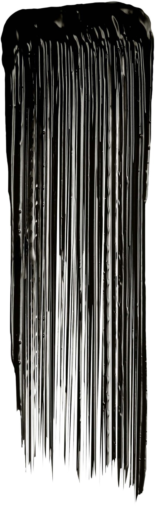 A long, black, vertical streak with dripped paint effect.