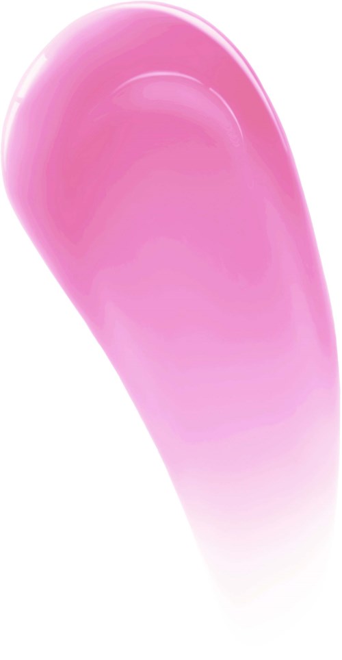 Ett rosa gel-liknande föremål med slät, glänsande yta i tecknad form.