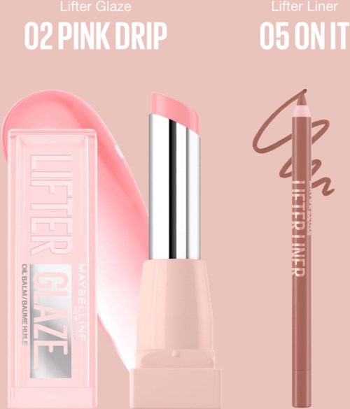 Maybelline New York Lifter Lip Bundle Liner 05 On It + Glaze Lip Balm 02 Pink Drip