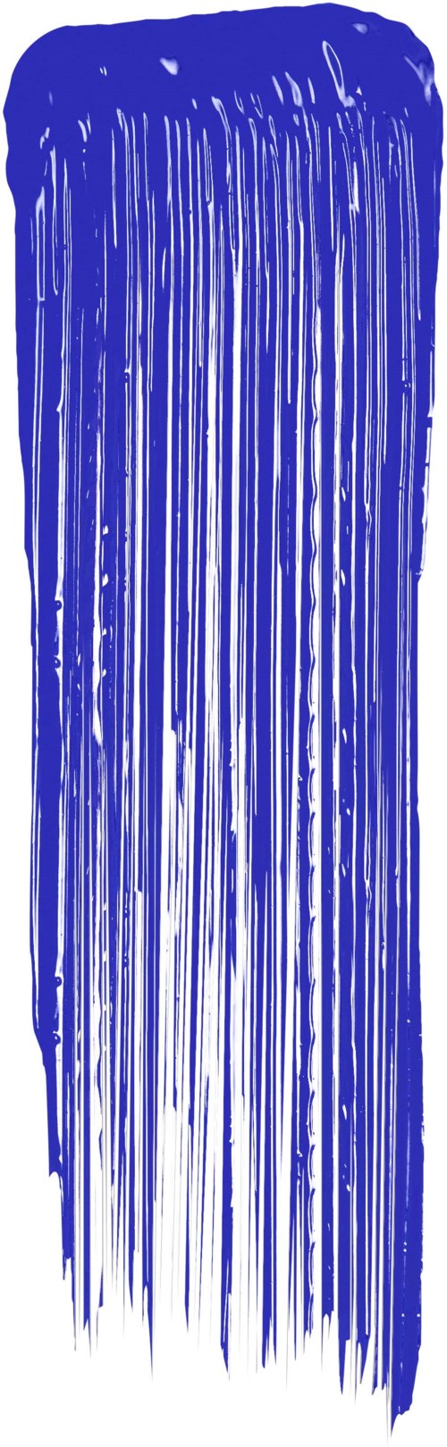 En blå vertikal streak eller penseldrag, oregelbunden och texturerad, på en vit bakgrund.