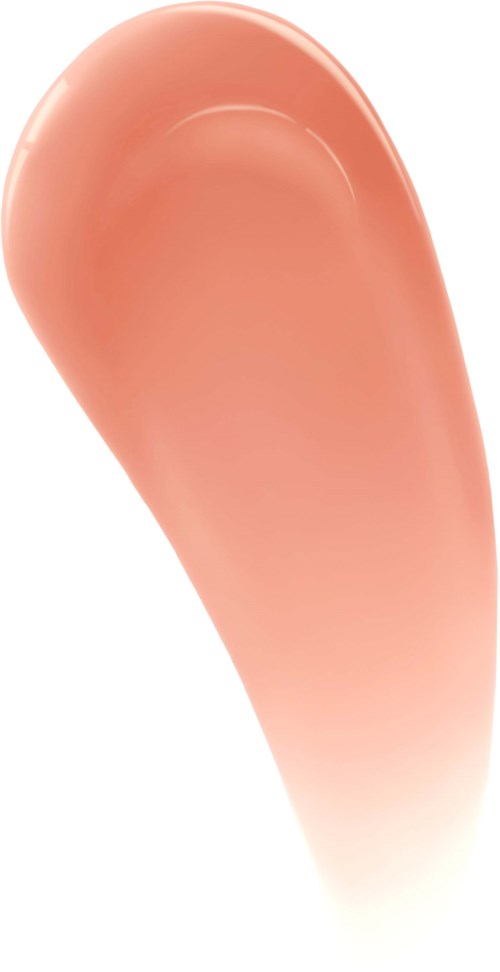 En stor, rosa, curved make-upsvampt. Den ser mjuk och slät ut, används för att applicera smink.