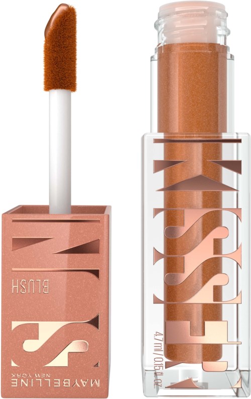 Ein Lippenstiftrüssel mit Schwämmchen-Applikator und einem transparenten Behälter mit rosabraunem Lippenstift.