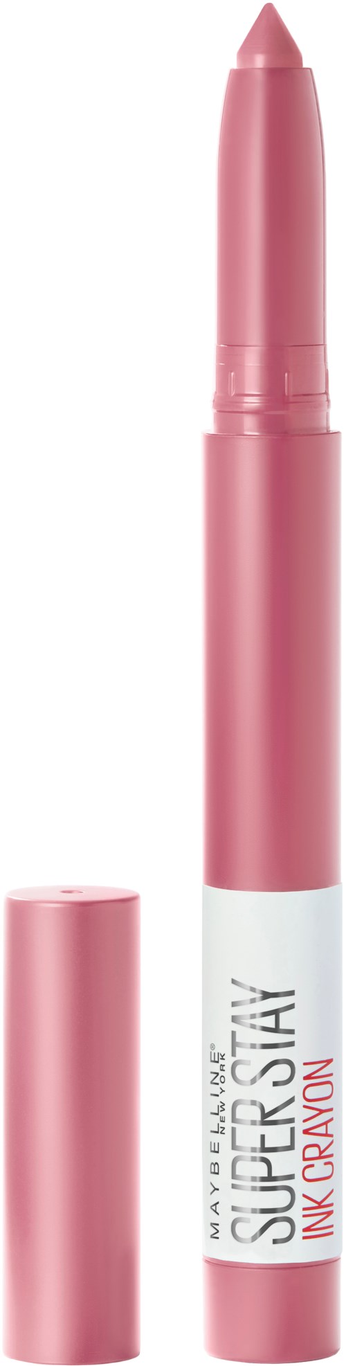 Ljusrosa läppenstiftsmarker med vit etikett och rosa lock.
