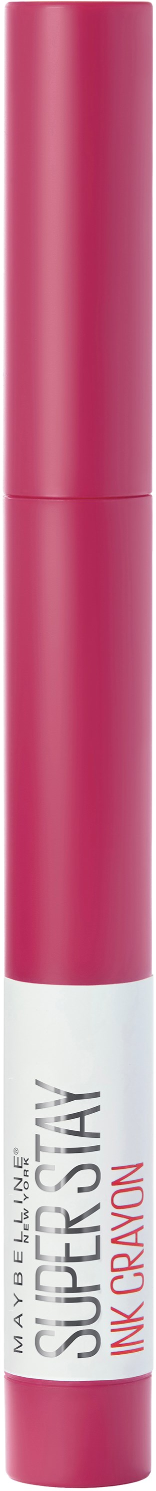 En rosa och vit markör med orden "Superstay Ink Crayon" på sig.