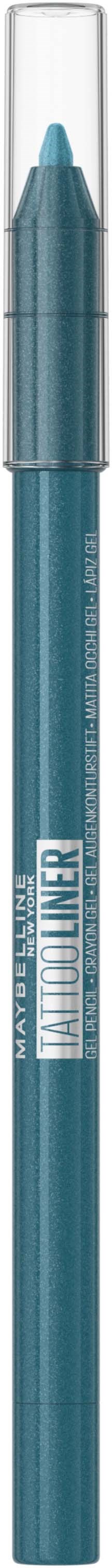 Ein blauer Stift mit transparentem Deckel, beschriftet "HYBRID WATERPROOF EYE LINER."