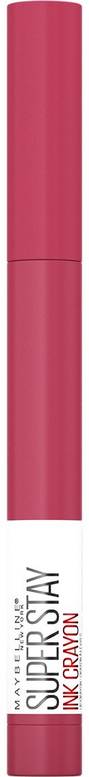 En rosa marker med vit och röd etikett, används för att rita eller skriva. Den är från Maybelline Superstay Ink Crayon-serien.