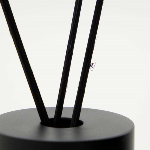 Three black sticks in a circular holder with a white background.