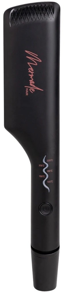 A black hair straightener with a red 'Champion' logo and control buttons near the handle.