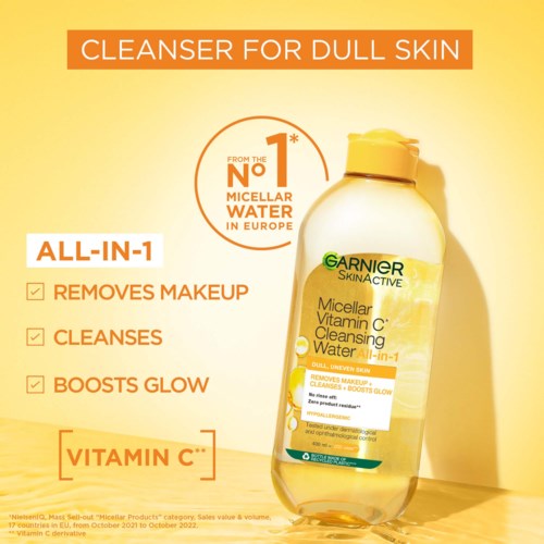 Garnier SkinActive Micellar Cleansing Water Vitamin C All-In-1 for Dull Uneven Skin 700 ml