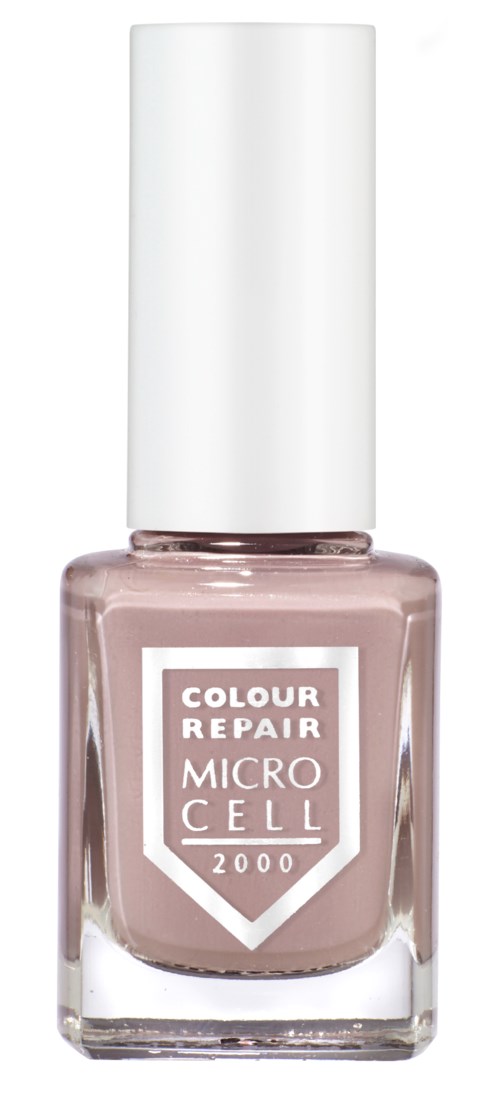 A small bottle of nail polish labeled 'Colour Repair Micro Cell 2000' with a white cap.