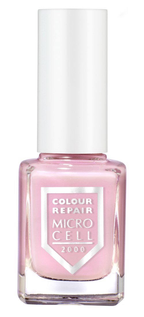 A small pink nail polish bottle with a white cap and a label that says 'Colour Repair Micro Cell 2000.'