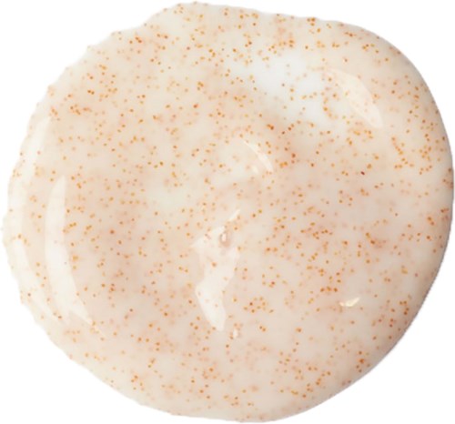 A round cookie with white icing and small orange sprinkles on top.
