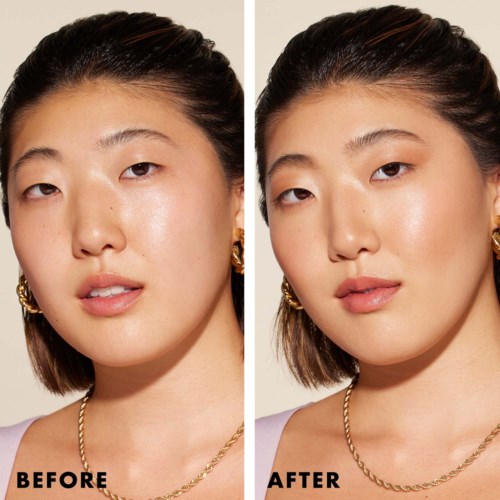 Two women, one with makeup before and after beauty treatment, showing smoother, brighter skin and a more relaxed look.