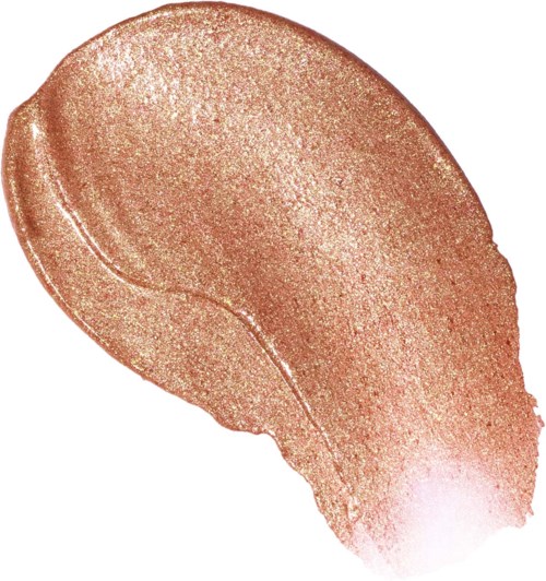 A metallic, shiny eyeshadow swatch in a warm copper tone.