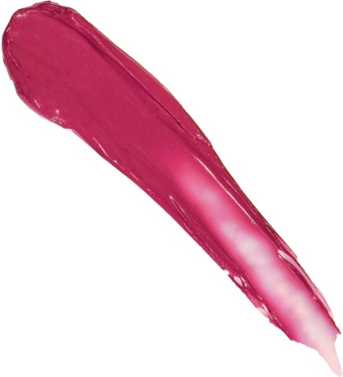 A thick pink lipstick smudge with a shiny finish and smooth texture.