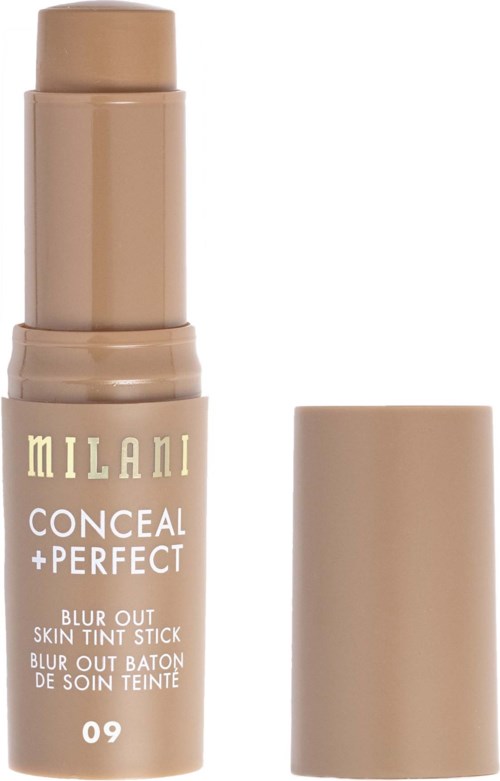 Beige hudton stift med beige lock, märkt Milani Conceal + Perfect Blur Out Skin Tint Stick 09.
