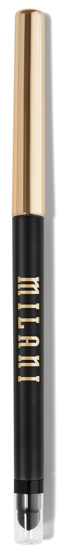 En svart och guld penna står upprätt mot en svart bakgrund. Den har ordet 'MLILY' på sig.