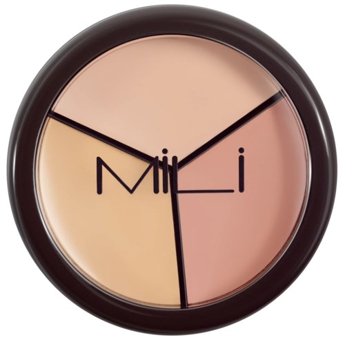 A round wall clock with a black frame and beige to pink gradient face, showing the time with simple black lines.