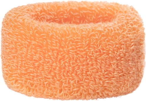A soft, orange, fluffy headband made of plush material with a round shape.