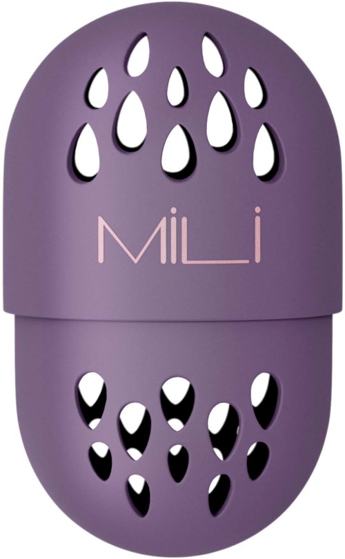 En lilla insektmiddelapparat med hull, merket 'MİLLİ' i rosa, formet som en kapsel.