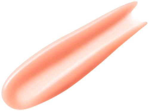 En peegefarget, myk, buet gjenstand med spiss tupp, som ligner en klatt med krem eller hudpleieprodukt.