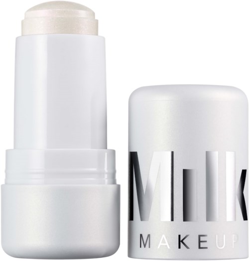 Een witte make-up of cosmeticastift met ronde dop en eenvoudige verpakking.