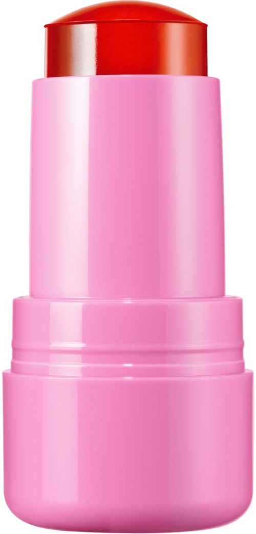 Pink- und rotes Make-up-Stick mit runder Spitze und mehrfarbiger rosa Basis.