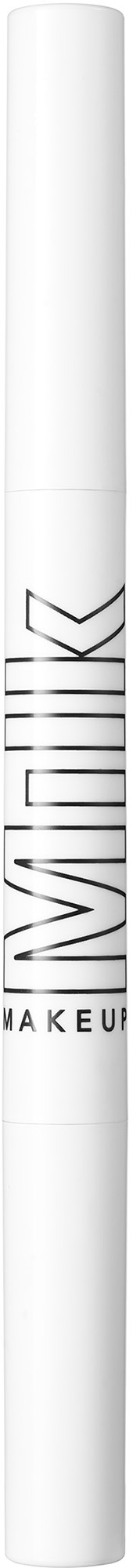 A white makeup or concealer pen with black text and logo on said pen.